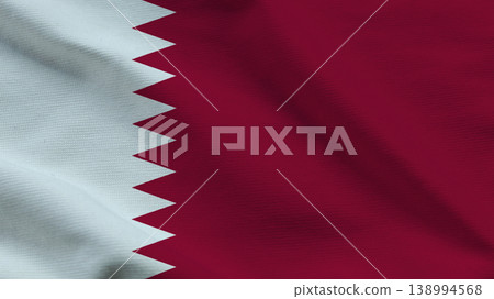Qatar flag waving with shades of maroon and white representing independence and sovereignty 138994568
