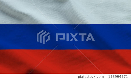 Russia flag fabric texture with realistic folds background Russia flag fabric texture with realistic folds background 138994571