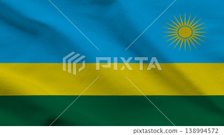 Celebrating Independence Day with the Rwandan flag waving proudly in the breeze Celebrating Independence Day with the Rwandan flag waving proudly in the breeze 138994572