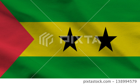 Sao Tome flag waving proudly represents the sovereignty of the island nation in Central Africa 138994579