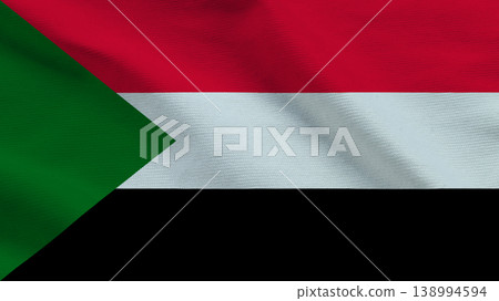 Sudans national flag waves with pride representing unity and sovereignty in a vibrant display of colors Sudans national flag waves with pride representing unity and sovereignty in a vibrant display of colors 138994594