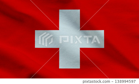 Switzerland flag waving in the breeze representing national sovereignty and pride 138994597