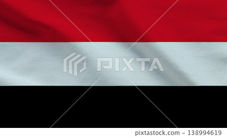 Flag of Yemen waving with vibrant colors representing national identity and sovereignty Flag of Yemen waving with vibrant colors representing national identity and sovereignty 138994619