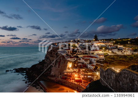 View Of old Azenhas do Mar town In Portugal at night, travel destinations 138994961