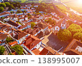 Aerial view of Obidos with historic walls and castle, Leiria district, Portugal 138995007
