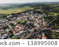 Aerial view of Obidos with historic walls and castle, Leiria district, Portugal 138995008