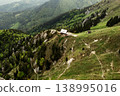 Mountain landscape with shelter house on Golica, Slovenia, at spring, view from above 138995016