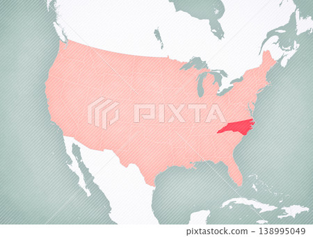 Map of United States of America - North Carolina 138995049