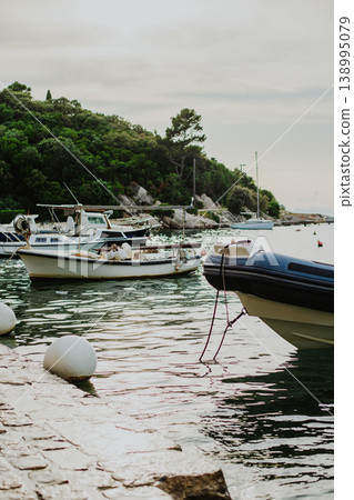 Boats in the Adriatic sea near Dubrovnik city, Croatia. Travel destination in Croatia. 138995079