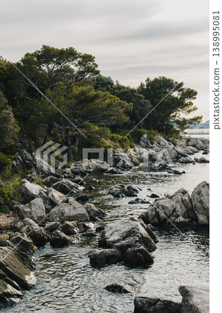 Amazing view of the Adriatic sea and rocks near Dubrovnik, Croatia. Travel destination in Croatia. 138995081