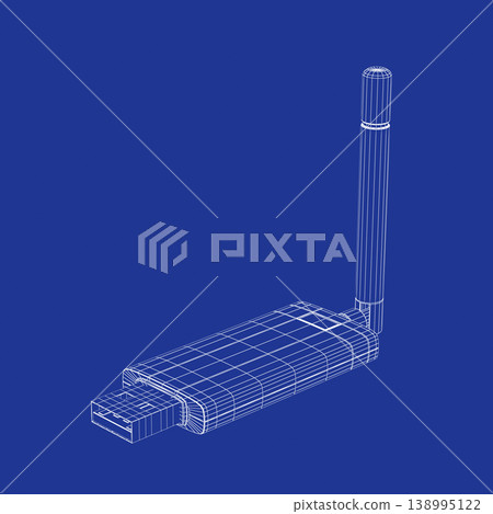 3D model of wireless network adapter 3D model of wireless network adapter 138995122