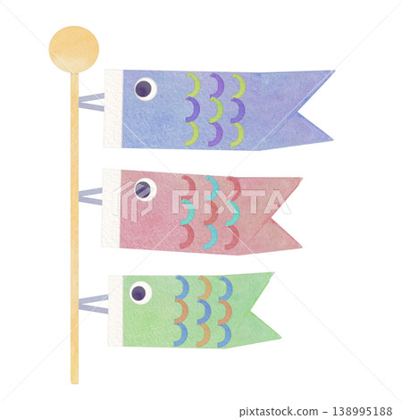 A gentle watercolor illustration of a carp streamer (part 2) A gentle watercolor illustration of a carp streamer (part 2) 138995188