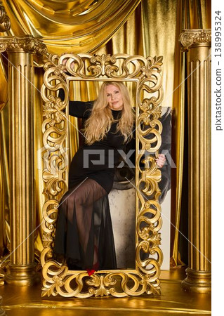 Selfassured female mannequin exudes elegance in bright studio setting Selfassured female mannequin exudes elegance in bright studio setting 138995324