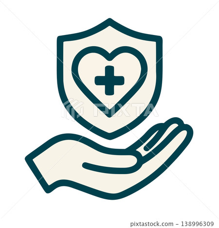 Outline Hand Drawn Protection Heart Shield Support Concept Icon Graphic Design 138996309