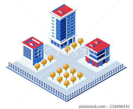Modern city buildings representing urban landscape in isometric projection Modern city buildings representing urban landscape in isometric projection 138996541