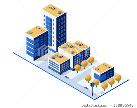 Modern isometric city buildings representing urban landscape 138996542