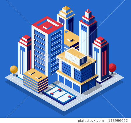 Modern isometric city buildings representing urban landscape Modern isometric city buildings representing urban landscape 138996632