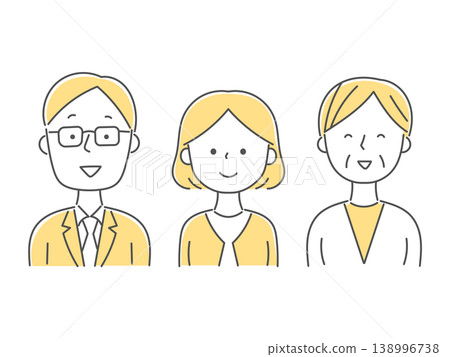 A monochrome illustration of three smiling counselors. A monochrome illustration of three smiling counselors. 138996738