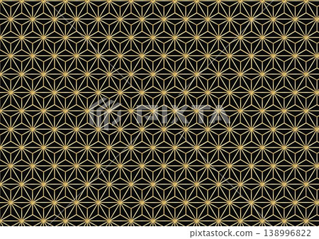 A luxurious golden hemp leaf pattern background with a metallic shimmer and Japanese-style geometric pattern. A luxurious golden hemp leaf pattern background with a metallic shimmer and Japanese-style geometric pattern. 138996822