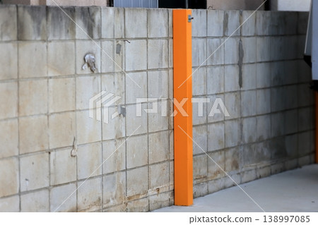 Reinforced concrete block wall Reinforced concrete block wall 138997085
