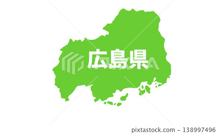 日本地圖,標有各都道府縣名稱:廣島縣 日本地圖,標有各都道府縣名稱:廣島縣 138997496