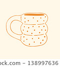 This textured yellow mug showcases a trendy bubbled shape and a playful polka dot pattern. The organic hand drawn lines create a warm artisanal look ideal for craft and hobby related illustrations 138997636