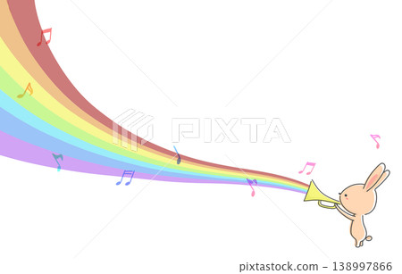 一隻兔子在吹小號，還有一道彩虹 138997866