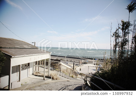 Sidewalk leading from Omaezaki Lighthouse to the sea Sidewalk leading from Omaezaki Lighthouse to the sea 138997932