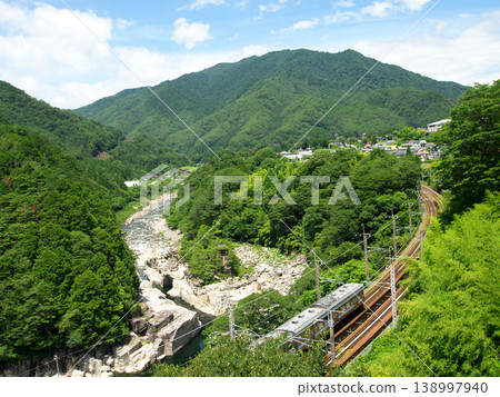 A train passing through the fresh greenery of Nezame-no-Toko A train passing through the fresh greenery of Nezame-no-Toko 138997940