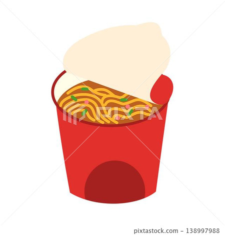 instant noodle cup illustration asian food 138997988