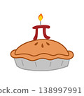 pi day apple pie with candle celebration 138997991