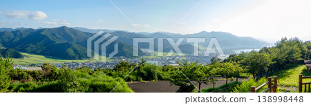 A panoramic view of Takahama town from the observation deck at Azuchiyama Park. 138998448
