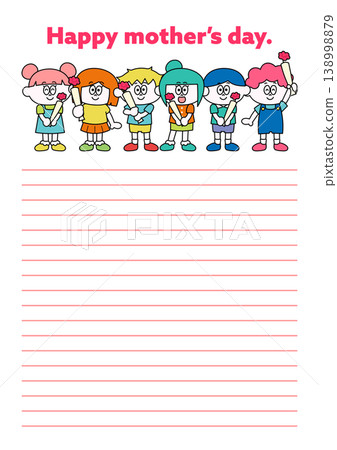 Illustration of children holding flowers - Mother's Day letter Illustration of children holding flowers - Mother's Day letter 138998879