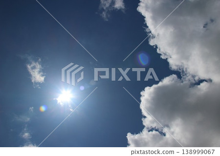 Blue sky, white cumulonimbus clouds, and the shining sunlight – a scene that evokes summer. 138999067