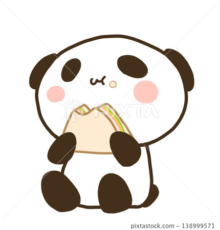 Illustration of a panda eating a sandwich (material / animal / munching / cute) 138999571
