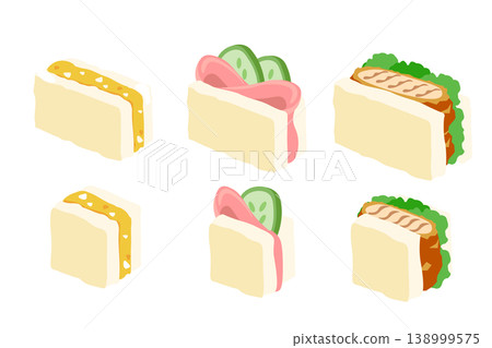 A set of illustrations of sandwiches and mini sandwiches. A set of illustrations of sandwiches and mini sandwiches. 138999575