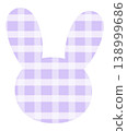 Illustration of purple bunny head shape with checked pattern for plush toy, kid doll, childhood, youth, department store, animal, sticker, rabbit cartoon, comic, mascot, happy easter, sticker, patch 138999686