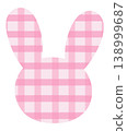 Illustration of pink bunny head shape with checked pattern for plush toy, kid doll, childhood, youth, department store, animal, sticker, rabbit cartoon, comic, mascot, happy easter, sticker, patch 138999687