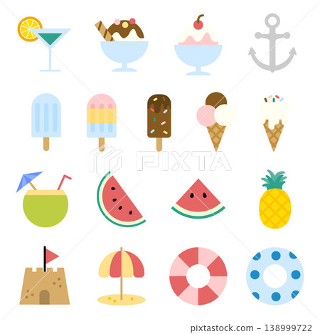 Summer Vacation Icon Set - Flat Color 138999722