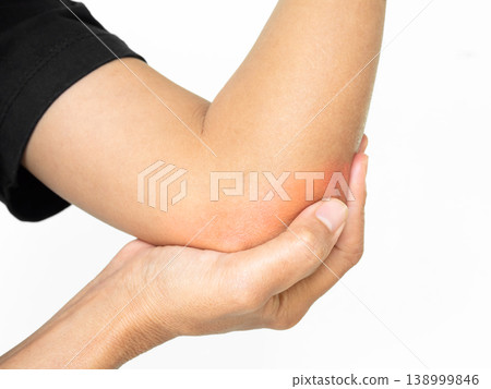 Elbow Pain Woman Injury Bone Ache Arm Hand Acute Tendon Body Physical Muscle Anatomy Sprain Disease Arthritis Brokeh, Gout Old Human Illness Broken Numbness Tingling Patient, Concept Health Care. 138999846