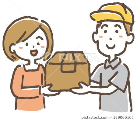 Illustration of a delivery person delivering a package. Illustration of a delivery person delivering a package. 139000105