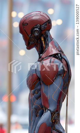 Robot humanoid android cyborg futuristic technology sci fi armor profile standing Robot humanoid android cyborg futuristic technology sci fi armor profile standing 139000527