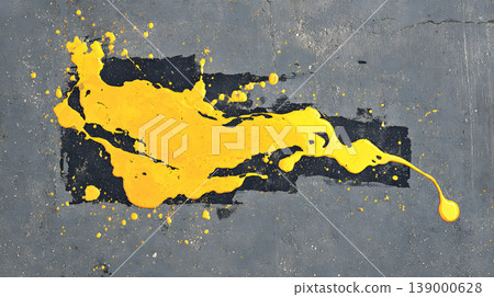 Paint splatter Yellow paint Abstract background Concrete wall Texture Color splash Yellow paint splatter concrete wall texture with abstract background, bold color splash, messy drip pattern Paint splatter Yellow paint Abstract background Concrete wall Texture Color splash Yellow paint splatter concrete wall texture with abstract background, bold color splash, messy drip pattern 139000628