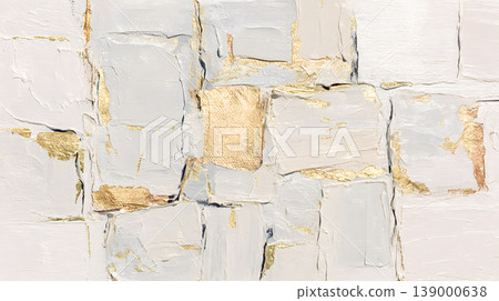 Abstract texture white gold paint plaster Abstract texture white and gold paint plaster with cracked layered surface, handmade wall art background with subtle shimmer, modern minimal design Abstract texture white gold paint plaster Abstract texture white and gold paint plaster with cracked layered surface, handmade wall art background with subtle shimmer, modern minimal design 139000638