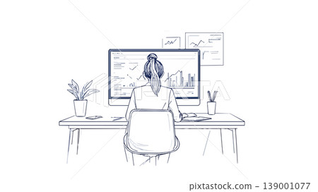 Businesswoman working online with data analysis on computer Businesswoman working online with data analysis on computer 139001077
