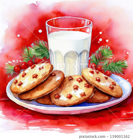 Christmas cookies and milk serving for santa Christmas cookies and milk serving for santa 139001162