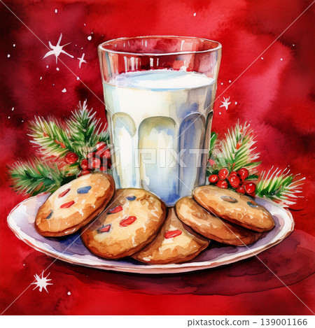 Milk and cookies for santa claus christmas tradition 139001166