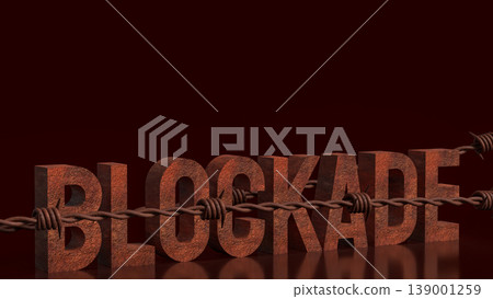 Rusty Blockade Barrier With Barbed Wire Concept 3d render. 139001259