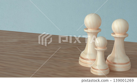 Wooden Chess Pawns Teamwork Leadership And Strategy Concept 3d render. 139001269