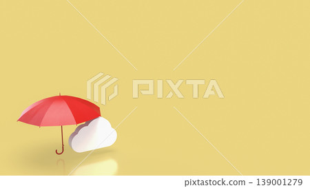 Cloud Data Protection Concept With Red Umbrella Security Symbol 3d render. 139001279